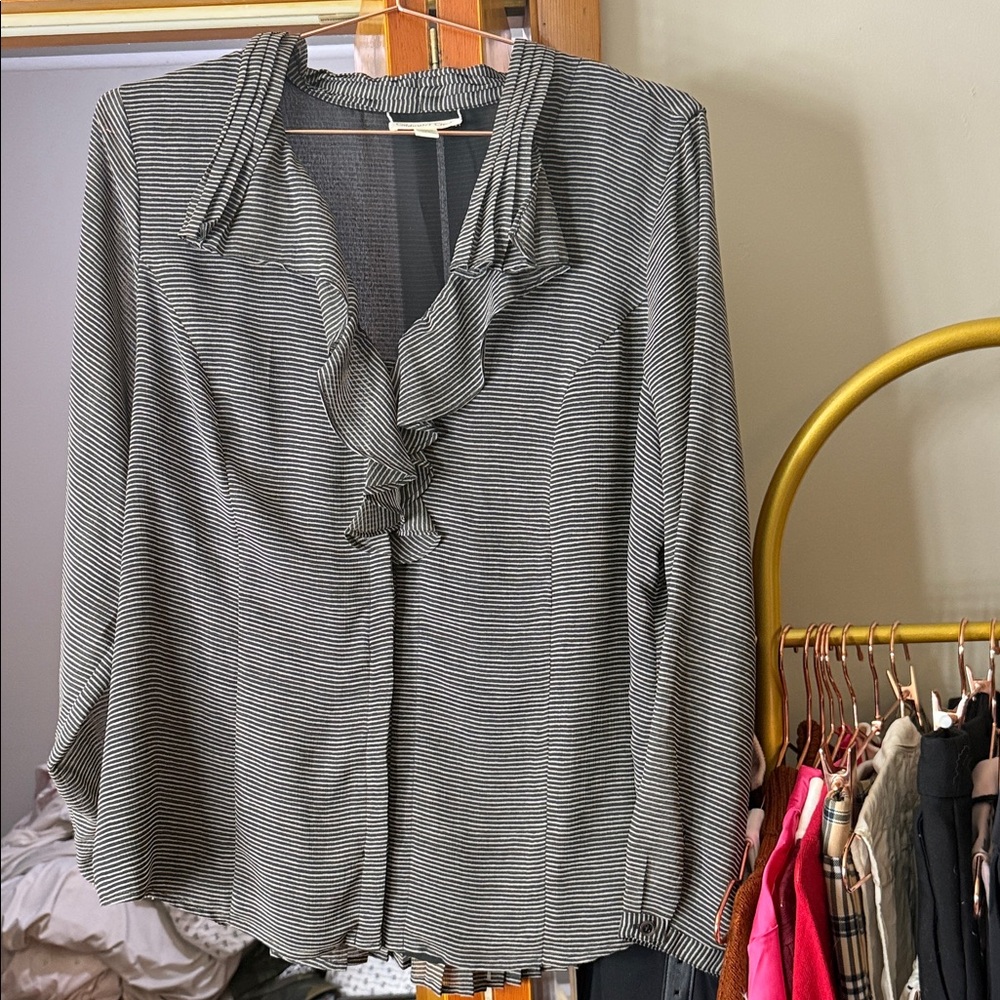 Coldwater Creek Black and White Striped Blouse
